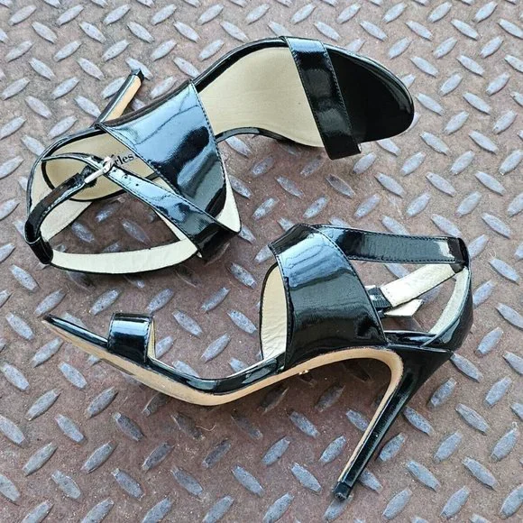 Charles David Women Heel Black Patent Leather Upper Sandal Strappy Shoes Size 7 - Picture 8 of 11